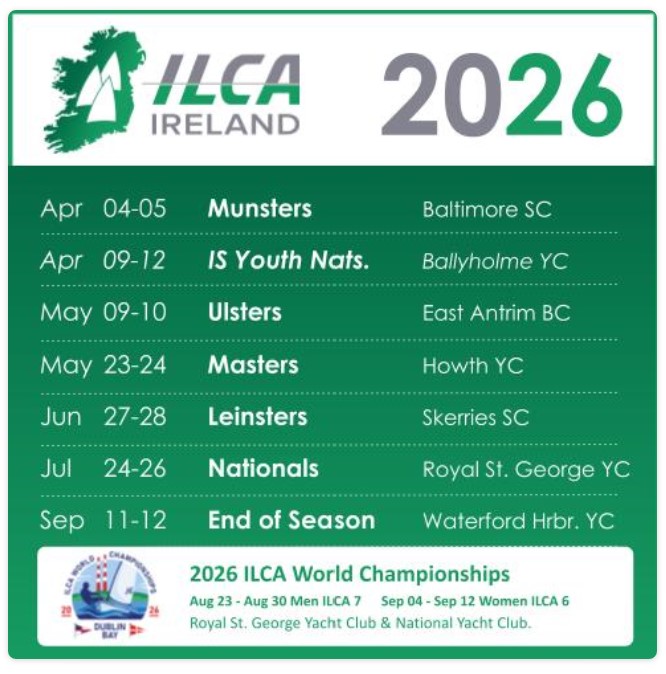 ILCA Ireland- CALENDAR 2026